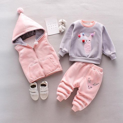 Winter plus velvet padded sweater three-piece set